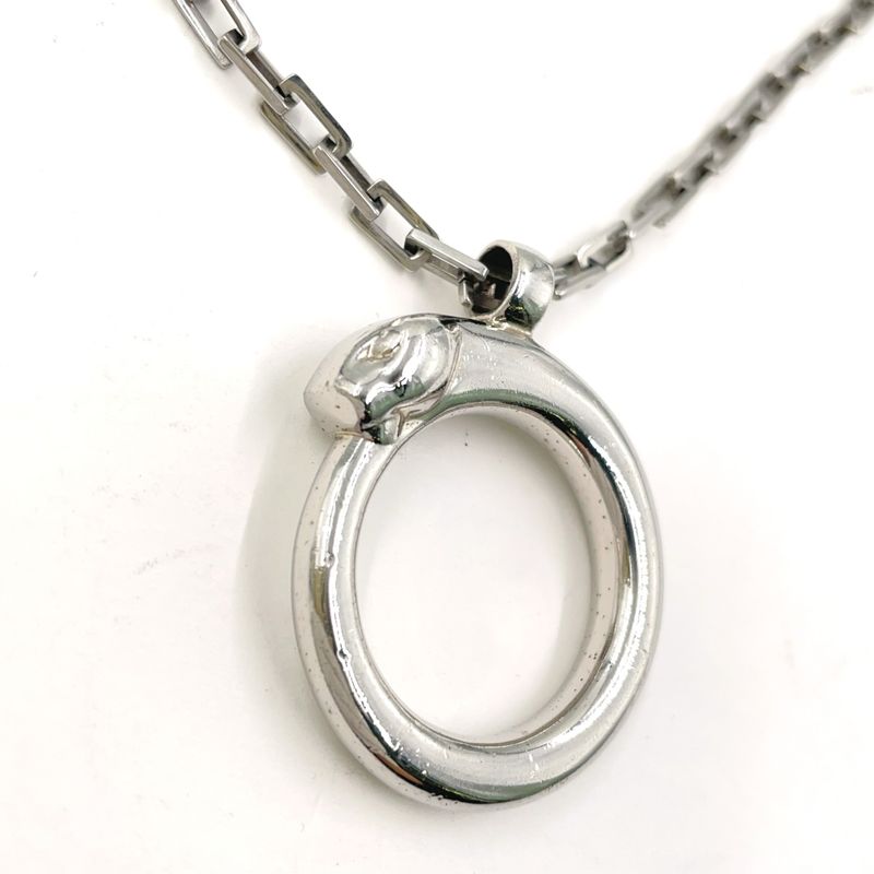Cartier Panthere Charm Key Holder Metal Silver Necklace