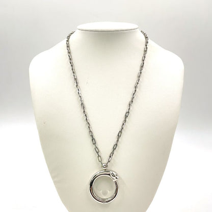 Cartier Panthere Charm Key Holder Metal Silver Necklace