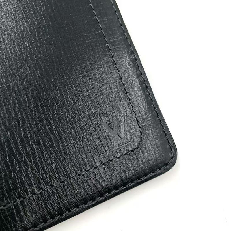 Louis Vuitton Porto Valeur Cult Cles Di Utah Leather Black Bifold Long Wallet