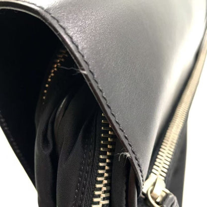 Prada Leather Flap X Nylon Leather X Nylon Black Business Bag Silver