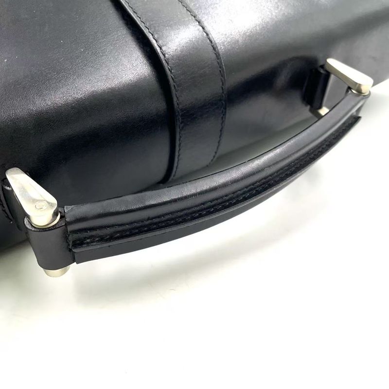 Prada Leather Flap X Nylon Leather X Nylon Black Business Bag Silver
