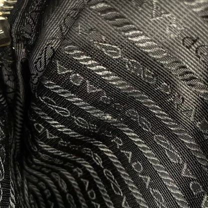 Prada Leather Flap X Nylon Leather X Nylon Black Business Bag Silver