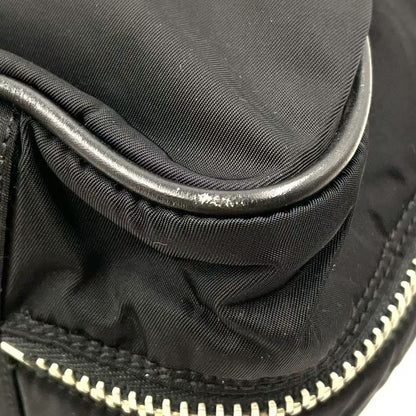 Prada Leather Flap X Nylon Leather X Nylon Black Business Bag Silver