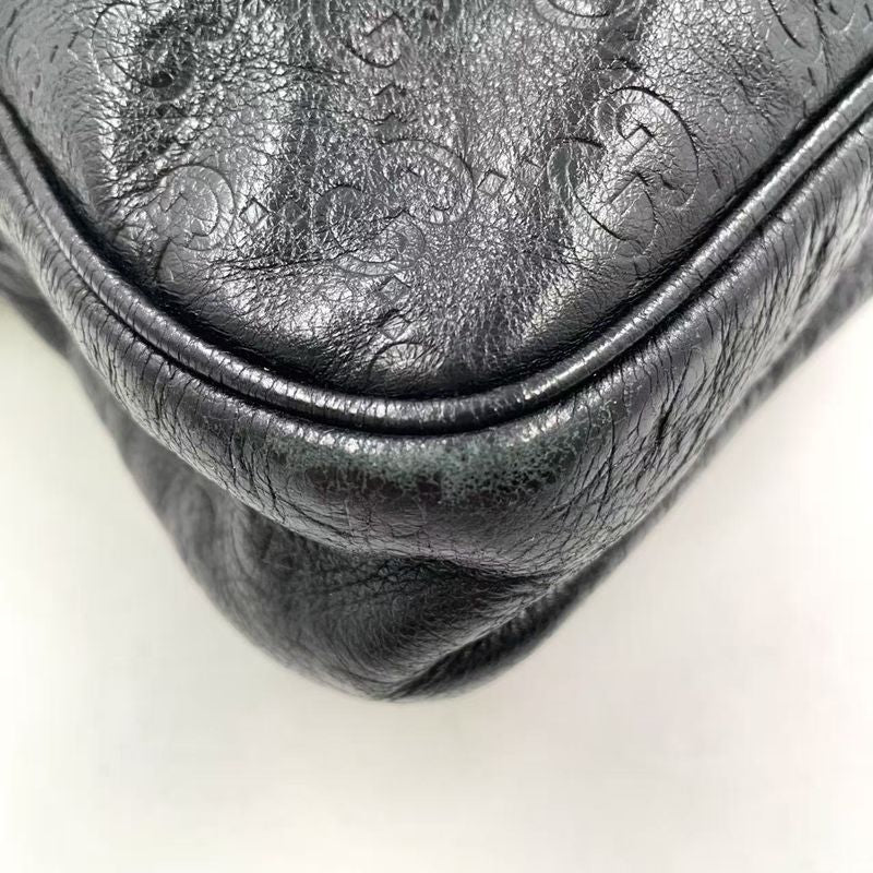 Gucci GG Prime Leather Black Business Bag Gold 201480