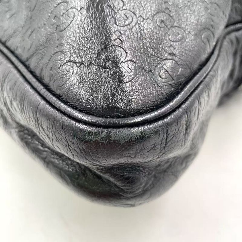 Gucci GG Prime Leather Black Business Bag Gold 201480