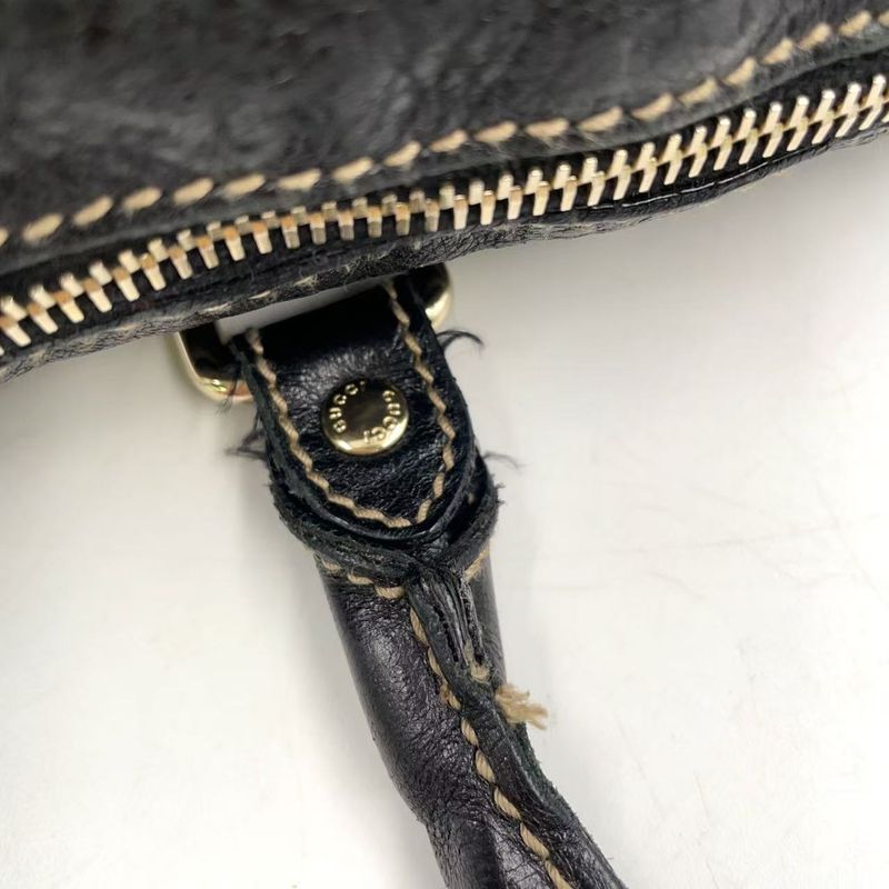 Gucci GG Prime Leather Black Business Bag Gold 201480
