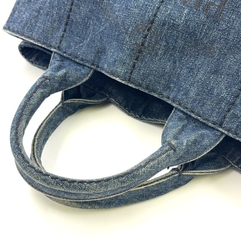 Prada Kanapa Denim Blue Tote Bag Gold