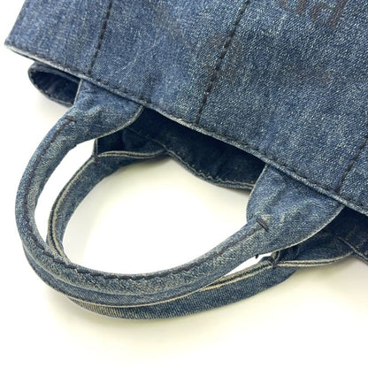 Prada Kanapa Denim Blue Tote Bag Gold