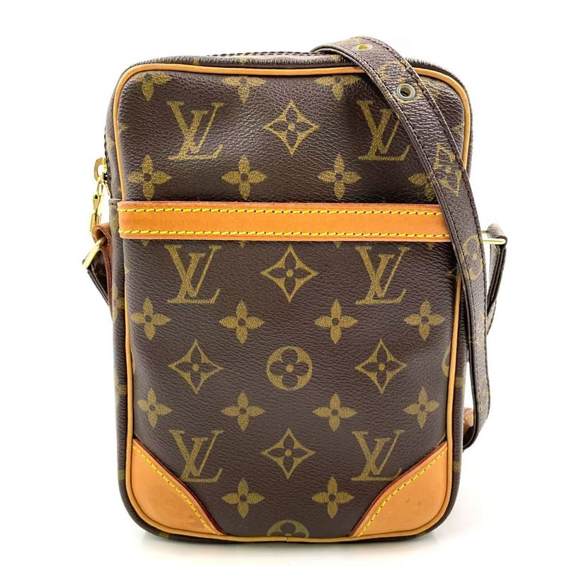 Louis Vuitton Danube Monogram Leather ×pvc Brown Shoulder Bag Gold M45266