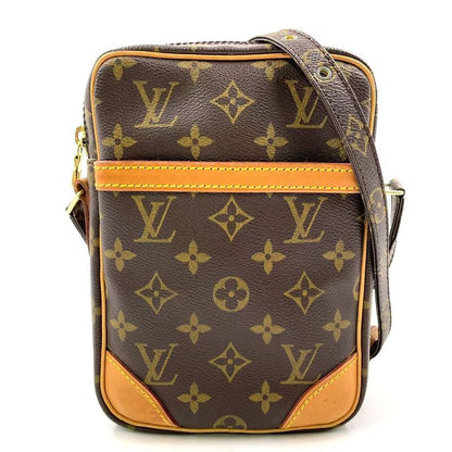 Louis Vuitton Danube Monogram Leather ×pvc Brown Shoulder Bag Gold M45266