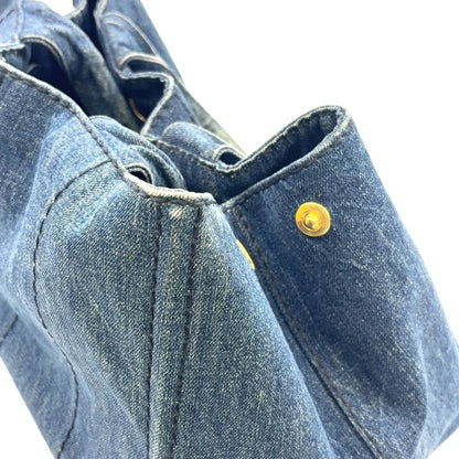 Prada Kanapa Denim Blue Tote Bag Gold
