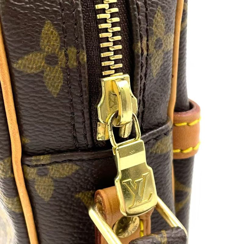 Louis Vuitton Danube Monogram Leather ×pvc Brown Shoulder Bag Gold M45266