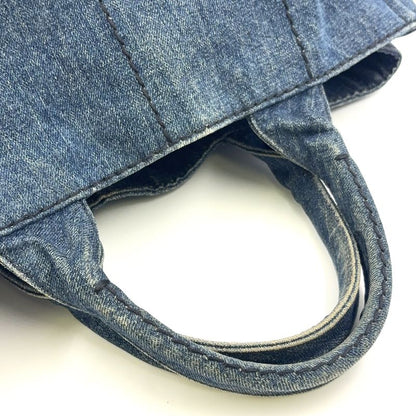 Prada Kanapa Denim Blue Tote Bag Gold