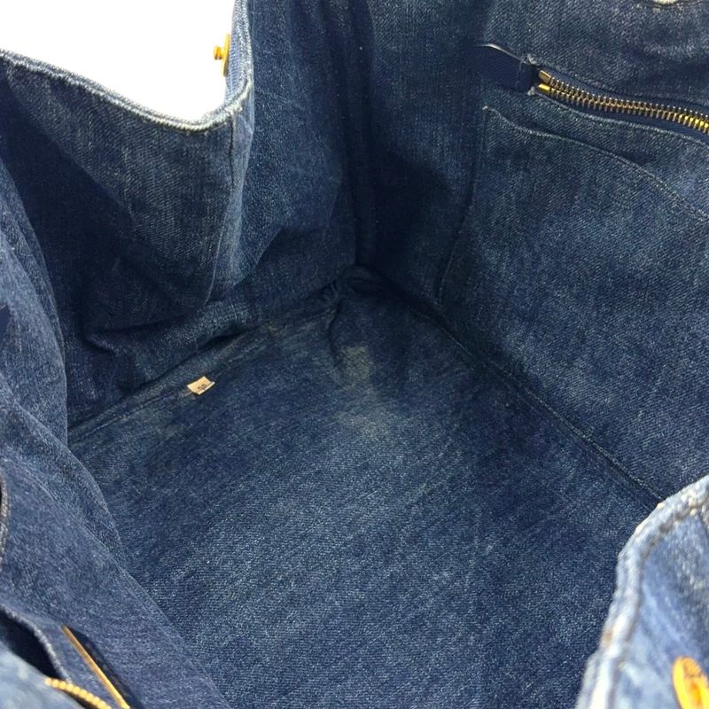 Prada Kanapa Denim Blue Tote Bag Gold