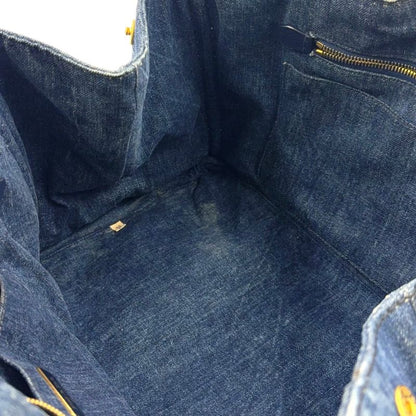 Prada Kanapa Denim Blue Tote Bag Gold