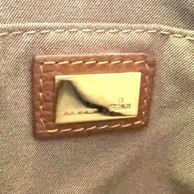 Fendi Zucchino Canvas Brown Tote Bag Gold