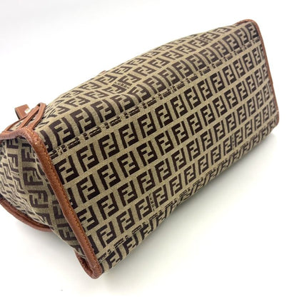 Fendi Zucchino Canvas Brown Tote Bag Gold