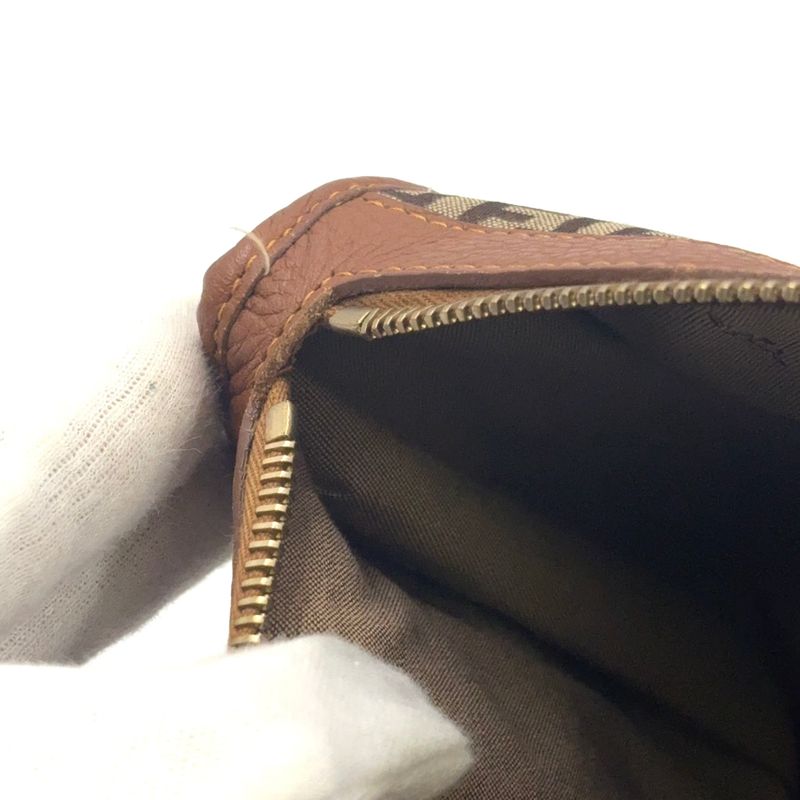 Fendi Zucchino Canvas Brown Tote Bag Gold