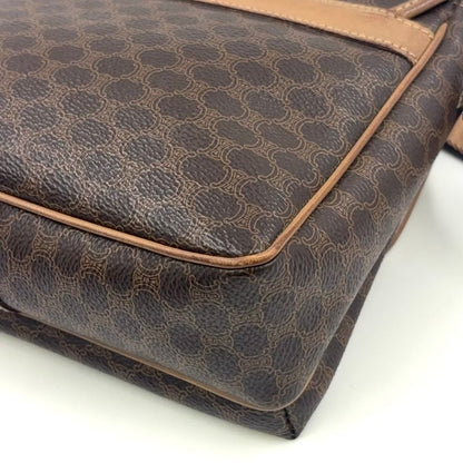 Celine Macadam Pattern Leather × PVC Brown × Light Beige Shoulder Bag Gold