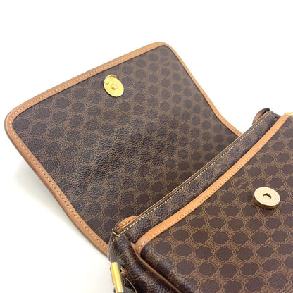 Celine Macadam Pattern Leather × PVC Brown × Light Beige Shoulder Bag Gold