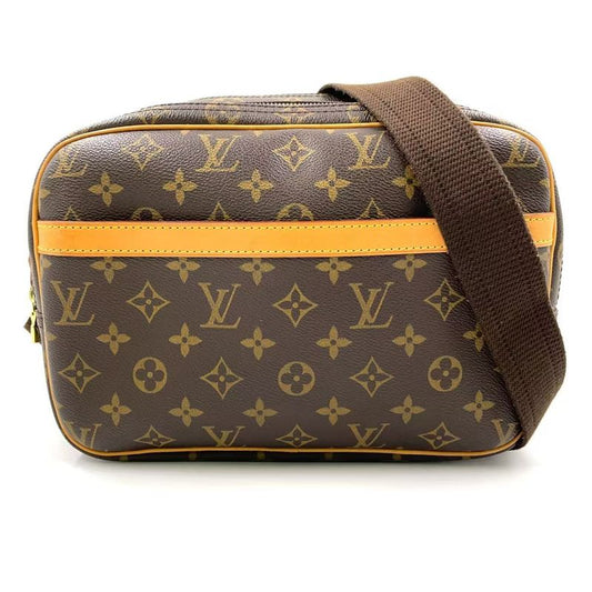 Louis Vuitton Reporter PM Monogram Leather × PVC Brown Shoulder Bag Gold M45254