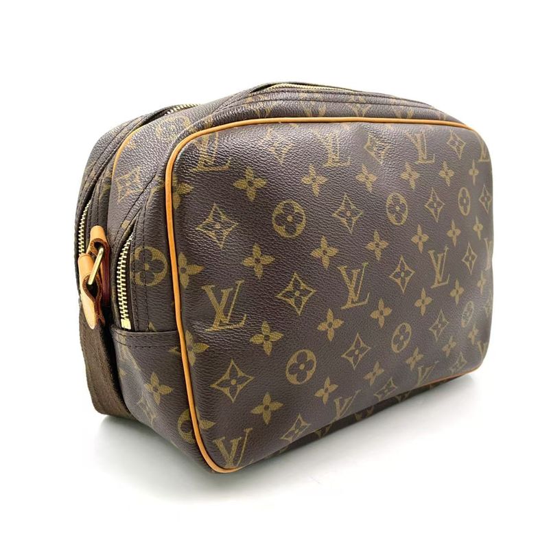 Louis Vuitton Reporter PM Monogram Leather × PVC Brown Shoulder Bag Gold M45254