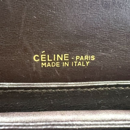 Celine C Saruki Carriage Hardware Leather × Canvas Brown Shoulder Bag Gold