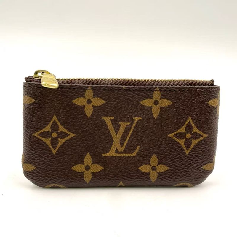 Louis Vuitton Pochette Cles Monogram PVC Brown Coin Case Gold M62650