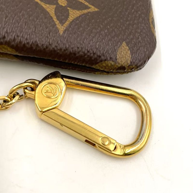Louis Vuitton Pochette Cles Monogram PVC Brown Coin Case Gold M62650