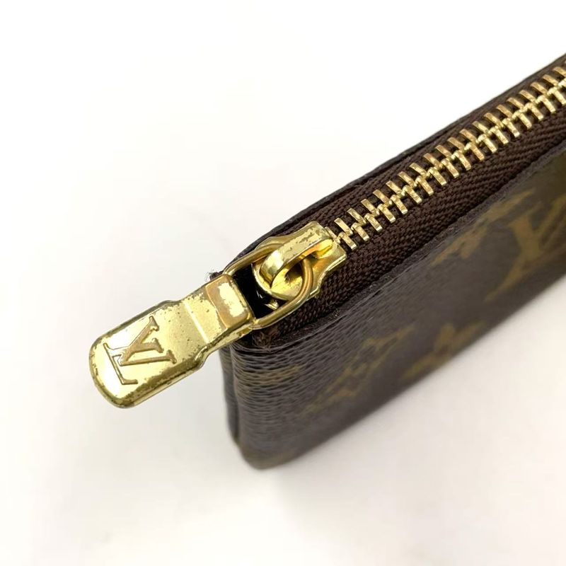 Louis Vuitton Pochette Cles Monogram PVC Brown Coin Case Gold M62650
