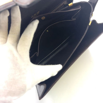 Celine C Saruki Carriage Hardware Leather × Canvas Brown Shoulder Bag Gold