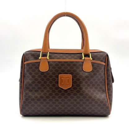 Celine Macadam Pattern Triomphe Logo Leather × PVC Brown × Light Brown Handbag