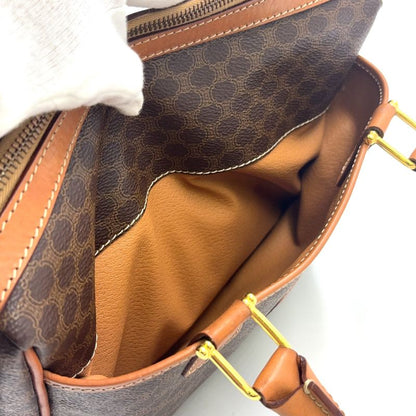 Celine Macadam Pattern Triomphe Logo Leather × PVC Brown × Light Brown Handbag