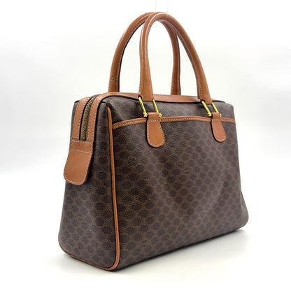Celine Macadam Pattern Triomphe Logo Leather × PVC Brown × Light Brown Handbag