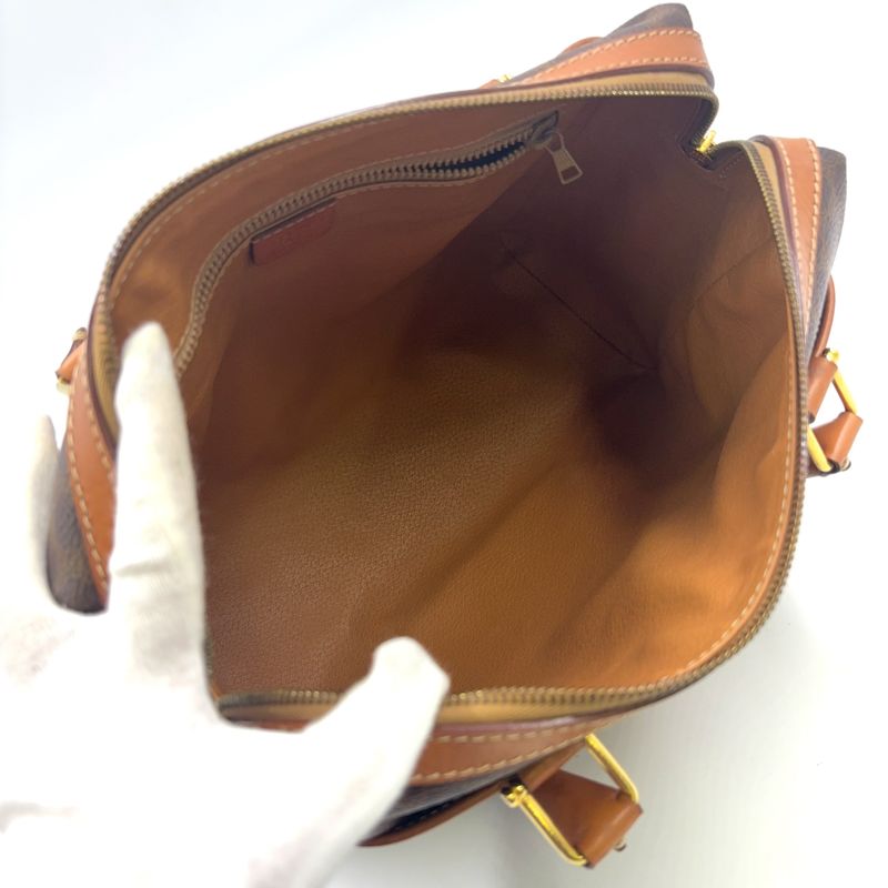 Celine Macadam Pattern Triomphe Logo Leather × PVC Brown × Light Brown Handbag