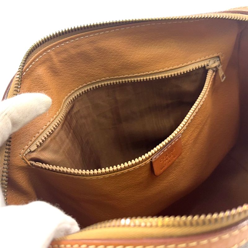 Celine Macadam Pattern Triomphe Logo Leather × PVC Brown × Light Brown Handbag