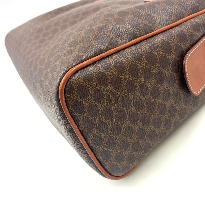 Celine Macadam Pattern Triomphe Logo Leather × PVC Brown × Light Brown Handbag