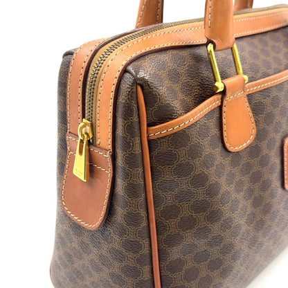 Celine Macadam Pattern Triomphe Logo Leather × PVC Brown × Light Brown Handbag