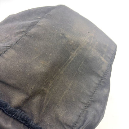 Prada Triangle Logo Plate Mini Boston Leather X Nylon Black Handbag Silver