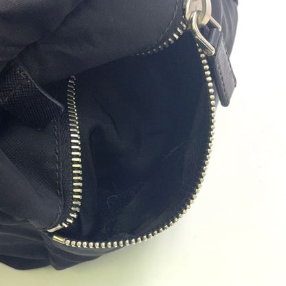Prada Triangle Logo Plate Mini Boston Leather X Nylon Black Handbag Silver