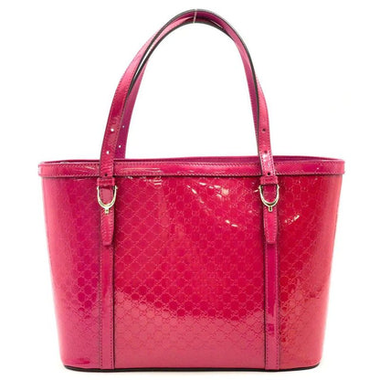 Gucci GG Supreme Enamel Leather Pink Tote Bag Gold 336776