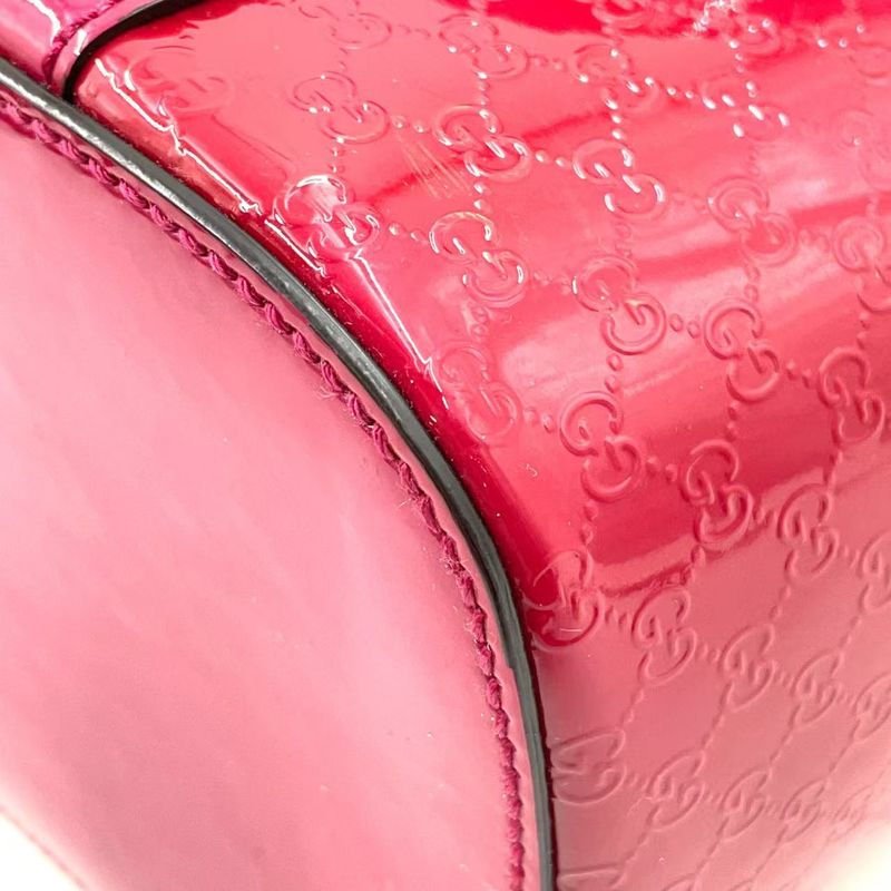 Gucci GG Supreme Enamel Leather Pink Tote Bag Gold 336776