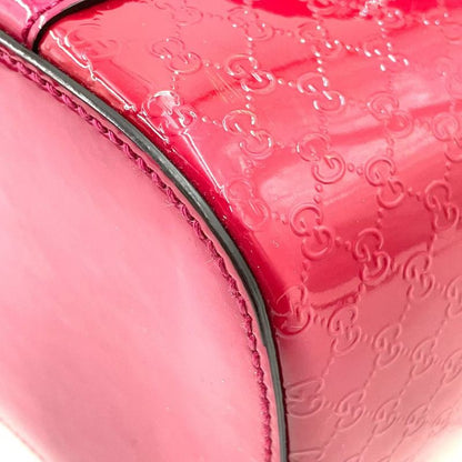 Gucci GG Supreme Enamel Leather Pink Tote Bag Gold 336776