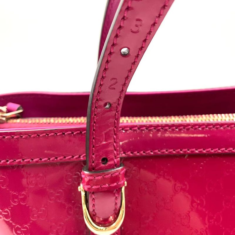 Gucci GG Supreme Enamel Leather Pink Tote Bag Gold 336776
