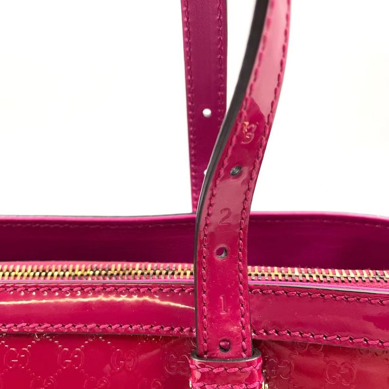 Gucci GG Supreme Enamel Leather Pink Tote Bag Gold 336776