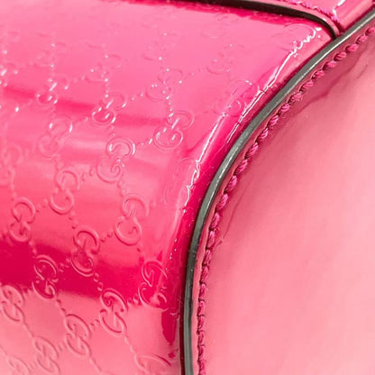 Gucci GG Supreme Enamel Leather Pink Tote Bag Gold 336776