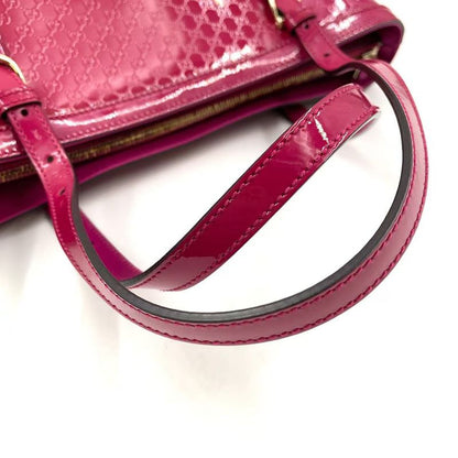 Gucci GG Supreme Enamel Leather Pink Tote Bag Gold 336776