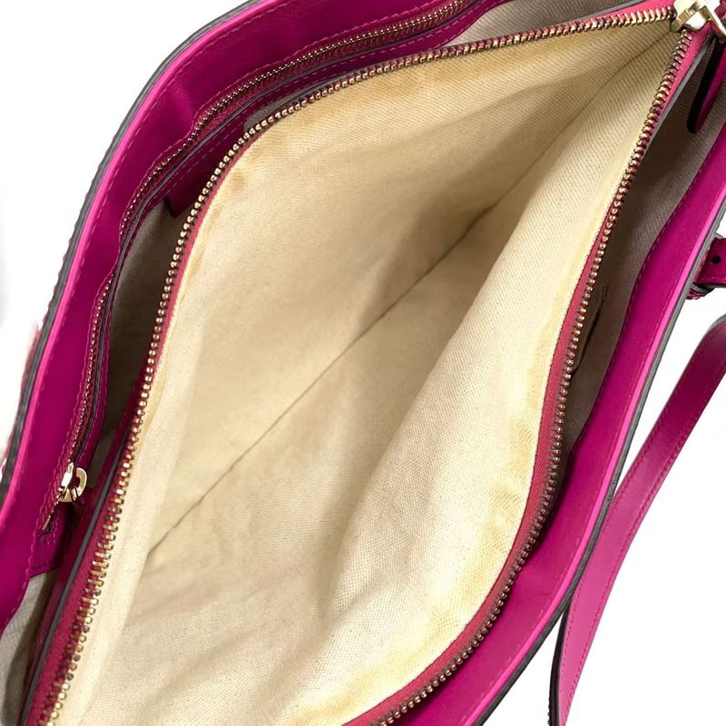 Gucci GG Supreme Enamel Leather Pink Tote Bag Gold 336776