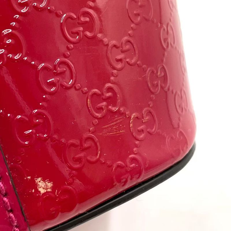 Gucci GG Supreme Enamel Leather Pink Tote Bag Gold 336776