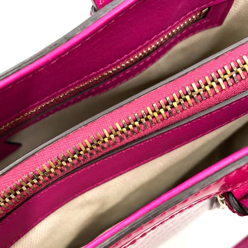 Gucci GG Supreme Enamel Leather Pink Tote Bag Gold 336776
